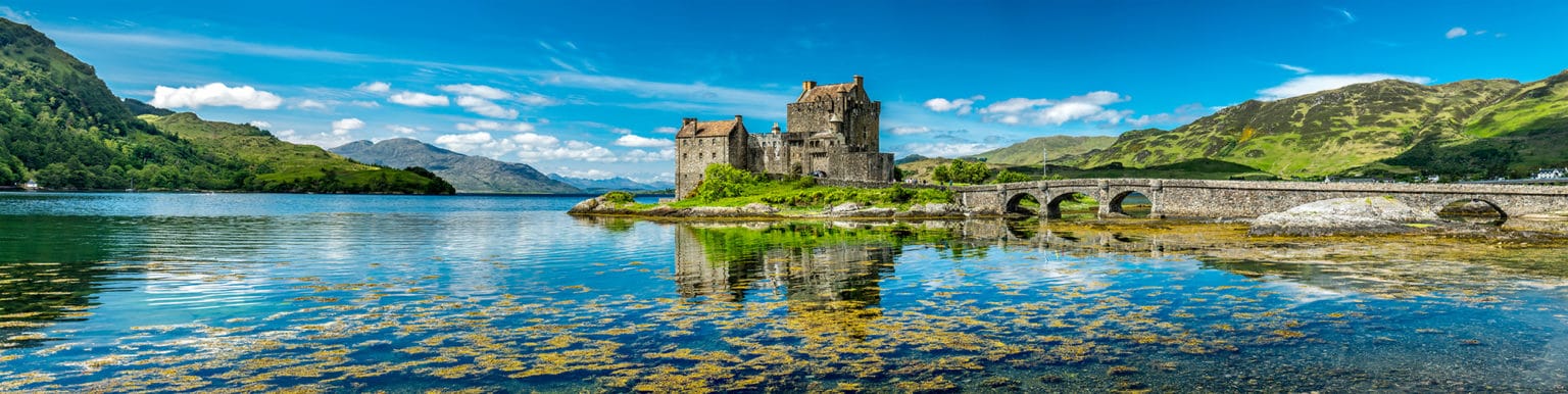 Eilean Donan Castle during a warm summer day - Dornie, Scotland - United Kingdom